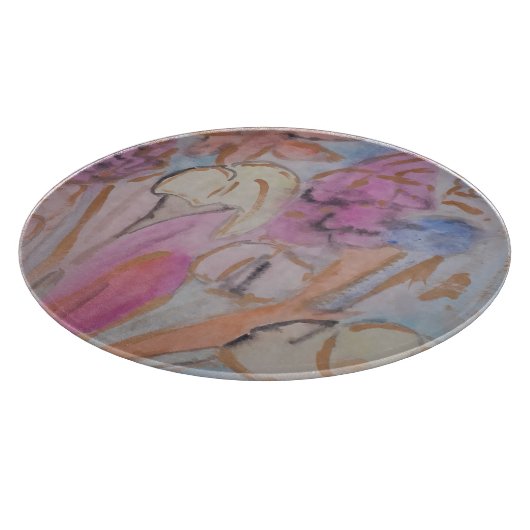 Abstracte pasteelbloemen snijplank (Hoek)