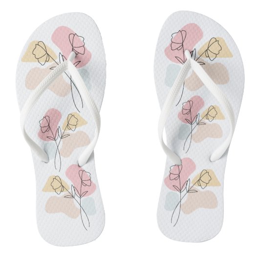 Abstracte pasteelbloemen teenslippers (Voetbed)