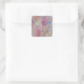 Abstracte pasteelbloemen vierkante sticker (Tas)