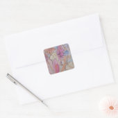 Abstracte pasteelbloemen vierkante sticker (Envelop)
