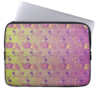 Abstracte pasteelgroen en roze pasteitekoraal laptop sleeve