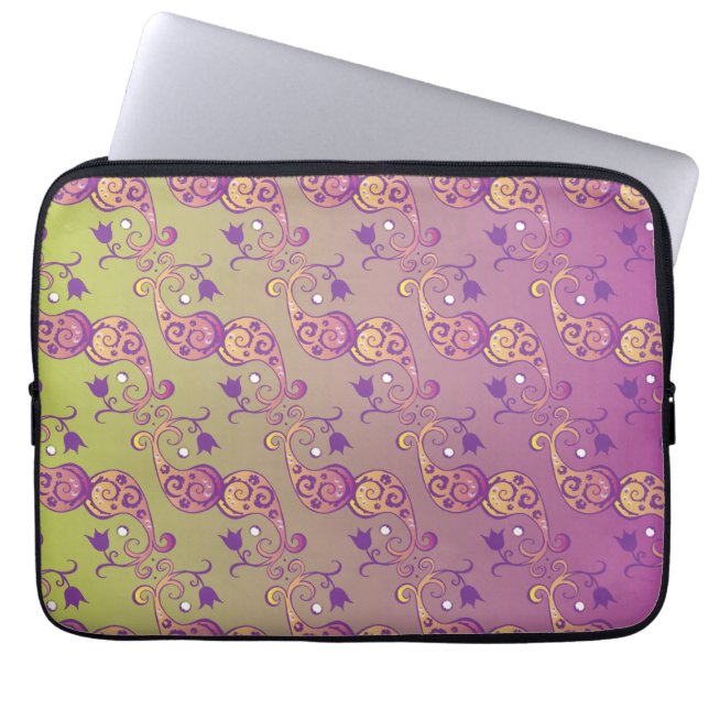 Abstracte pasteelgroen en roze pasteitekoraal laptop sleeve (Voorkant)