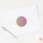 Abstracte pasteelgroen en roze pasteitekoraal ronde sticker (Envelop)
