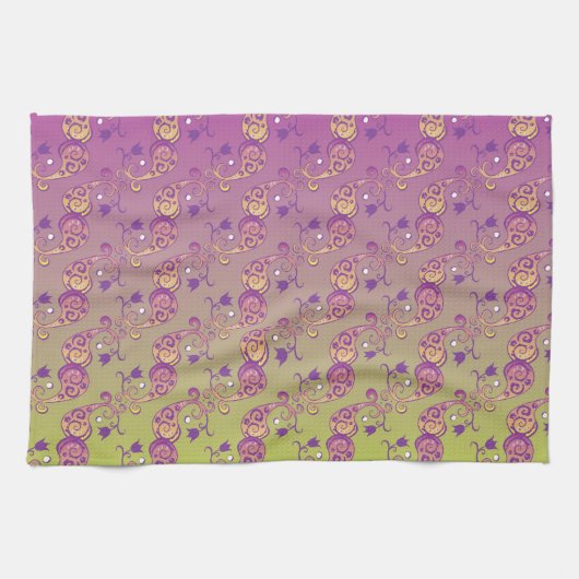 Abstracte pasteelgroen en roze pasteitekoraal theedoek (Horizontaal)