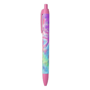 Abstracte pasteelregenboogblauw Paars batik Zwarte Inkt Pen