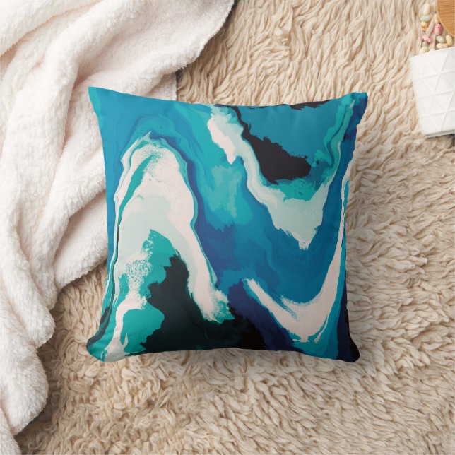 Abstracte pasteelverf Lagoon Edition Kussen (Deken)