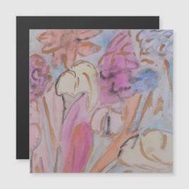 Abstracte Pastel Bloemen Magnetische Kaart