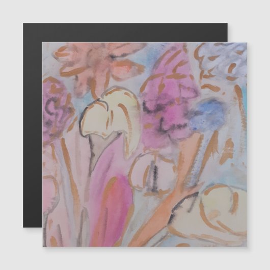 Abstracte Pastel Bloemen Magnetische Kaart (Voorkant / Achterkant)