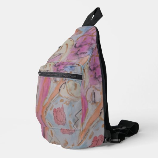 Abstracte Pastel Bloemen Sling Bag (Rechterhoek)