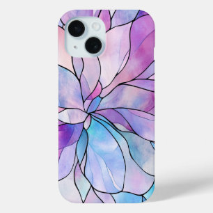 Abstracte pastel bloemontwerp serene bloemblaadjes iPhone 15 case