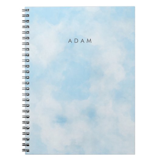 Abstracte Pastel Blue Sky Clouds personaliseren Notitieboek (Voorkant)