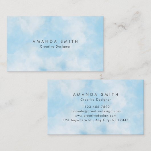 Abstracte Pastel Blue Sky Clouds personaliseren Visitekaartje (Voorkant / Achterkant)