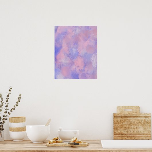 Abstracte pastel Blush roze en blauw Poster (Keuken)