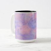 Abstracte pastel Blush roze en blauw Tweekleurige Koffiemok (Voorkant links)