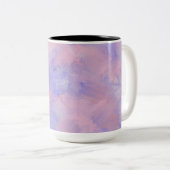 Abstracte pastel Blush roze en blauw Tweekleurige Koffiemok (Voorkant rechts)