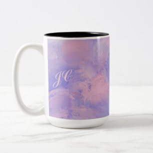 Abstracte pastel Blush roze en blauw Tweekleurige Koffiemok