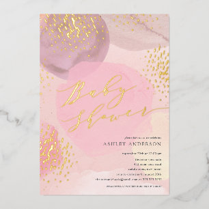 Abstracte Pastel Cirkels Folie Baby Shower Folie U Uitnodiging