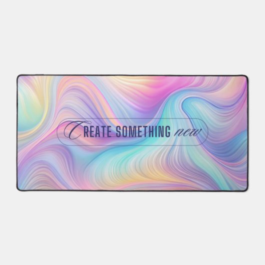 Abstracte Pastel Desk Mat met Inspirerend Quote (Voorkant)