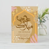 Abstracte Pastel Eid Mubarak Lantaarn Kaart (Staand voorkant)