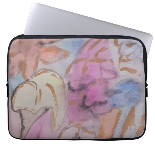 Abstracte Pastel Floral Laptop Sleeve (Voorkant)