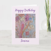 Abstracte Pastel Floral Verjaardag Kaart (Voorkant)