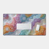 Abstracte pastel gekleurde golven bureaumat (Keyboard & Muis)