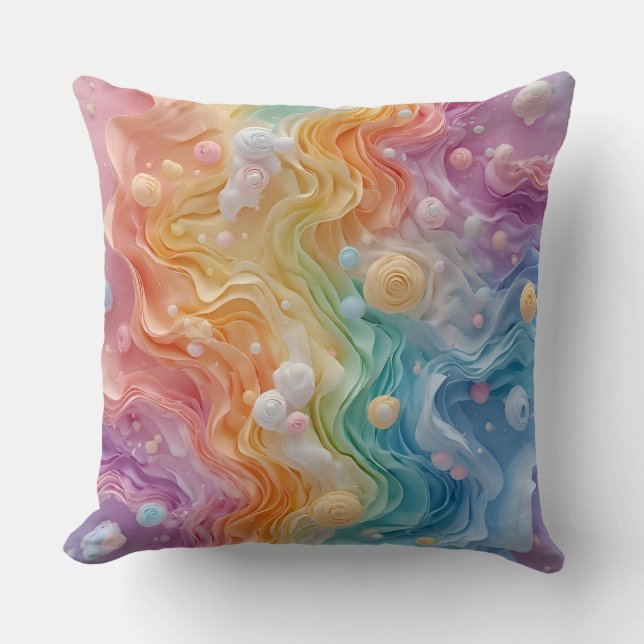 Abstracte pastel gekleurde golven kussen (Voorkant)