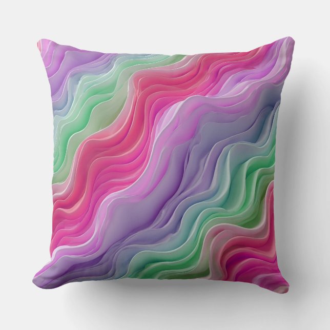 Abstracte pastel gekleurde golven kussen (Voorkant)
