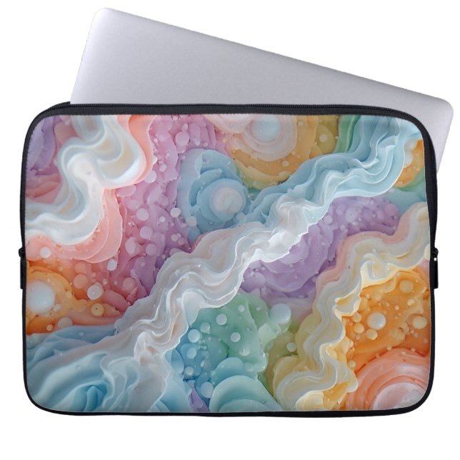Abstracte pastel gekleurde golven laptop sleeve (Voorkant)