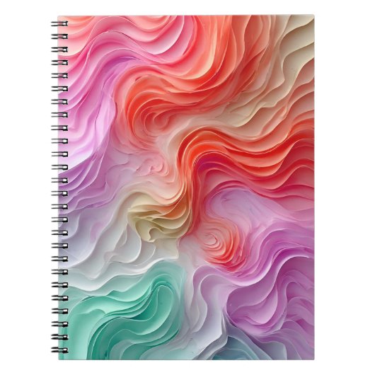 Abstracte pastel gekleurde golven notitieboek (Voorkant)