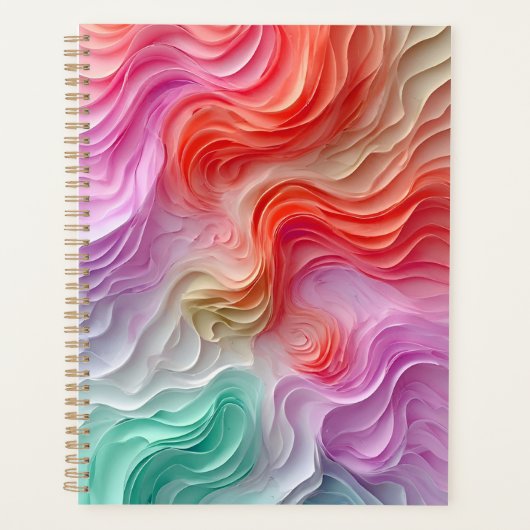 Abstracte pastel gekleurde golven planner (Voorkant)