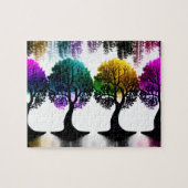 Abstracte pastel gekleurde leuke bomen legpuzzel (Horizontaal)