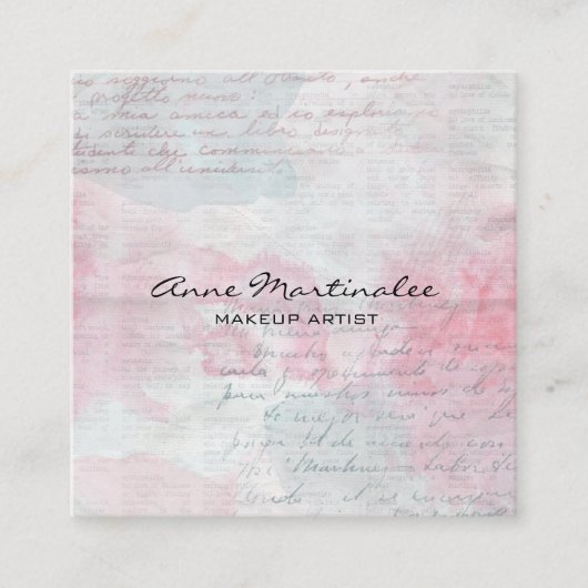 Abstracte pastel, gemengde media, collage vierkante visitekaartje (Voorkant)