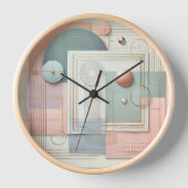 Abstracte Pastel geometrische wandklok (Voorkant)