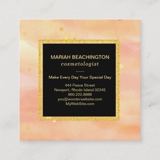 *~* Abstracte Pastel Gold Bubbles Stippen Vierkante Visitekaartje (Achterkant)