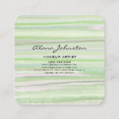Abstracte Pastel Green Waterverf Vierkante Visitekaartje (Achterkant)