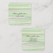 Abstracte Pastel Green Waterverf Vierkante Visitekaartje (Voorkant / Achterkant)