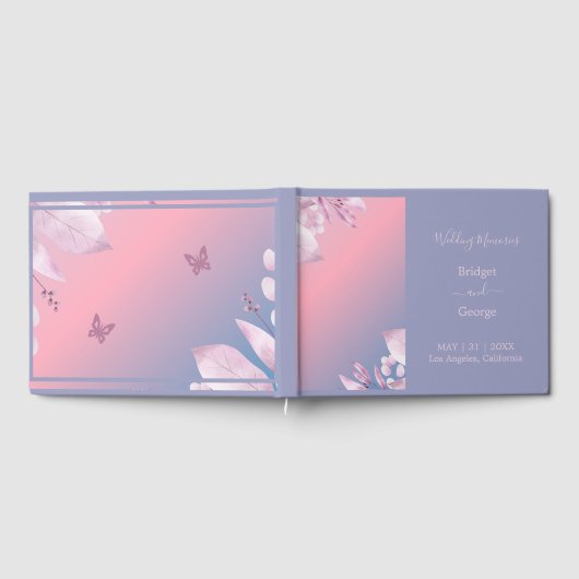 abstracte pastel kersenbloesem sakura bruiloft gastenboek (Volledig)