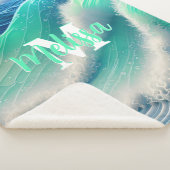 Abstracte pastel oceaangolven Monogrammen Sherpa Deken (3/4)