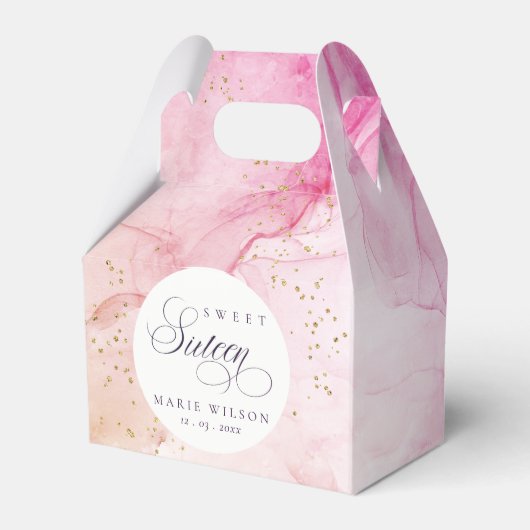 Abstracte Pastel Pink Paars Sweet 16 Birthday Bedankdoosjes (Achterkant)