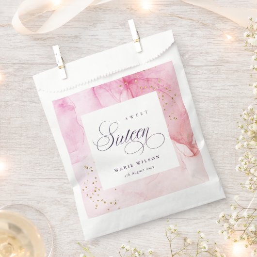 Abstracte Pastel Pink Paars Sweet 16 Birthday Bedankzakje (Geknipt)