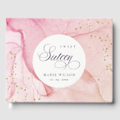 Abstracte Pastel Pink Paars Sweet 16 Birthday Gastenboek (Voorkant)