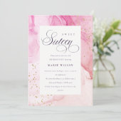 Abstracte Pastel Pink Paars Sweet 16 Birthday Kaart (Staand voorkant)