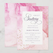 Abstracte Pastel Pink Paars Sweet 16 Birthday Kaart (Voorkant / Achterkant)