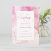 Abstracte Pastel Pink Paars Sweet 16 Birthday Kaart (Staand voorkant)