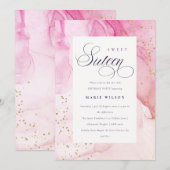 Abstracte Pastel Pink Paars Sweet 16 Birthday Kaart (Voorkant / Achterkant)