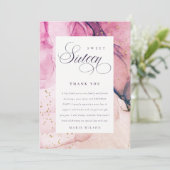 Abstracte Pastel Pink Paarse Navy Sweet 16 Birthda Bedankkaart (Staand voorkant)