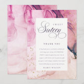 Abstracte Pastel Pink Paarse Navy Sweet 16 Birthda Bedankkaart (Voorkant / Achterkant)