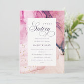 Abstracte Pastel Pink Paarse Navy Sweet 16 Birthda Kaart (Staand voorkant)