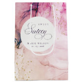 Abstracte Pastel Pink Paarse Navy Sweet 16 Birthda Medium Cadeauzakje (Achterkant)